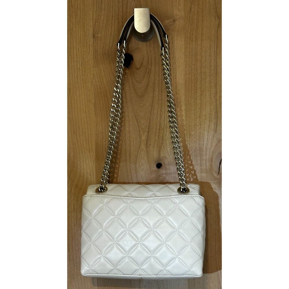 Kate Spade Natalia Medium Flap Shoulder Bag Quilted Leather In Parchment EUC - Picture 2 of 8